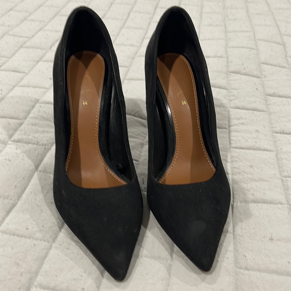 Black suede pumps